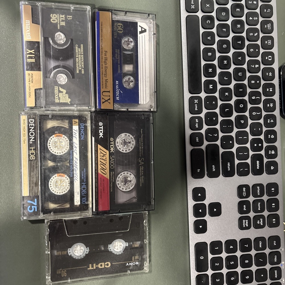 Lot of 5 Mixed Used Cassette Tapes Type II High Bias - Maxell XLII TDK SA